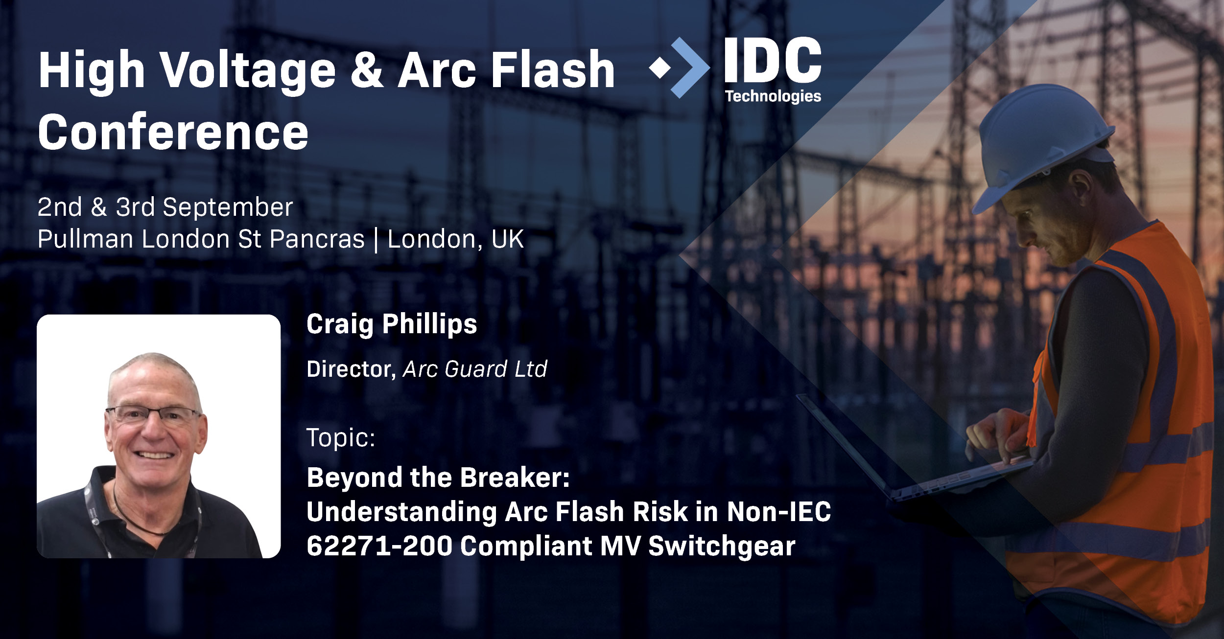 Craig Phillips Lowen Glas presenting retrofitting ageing switchgear with arc flash protection relays at the IDC technologies event London